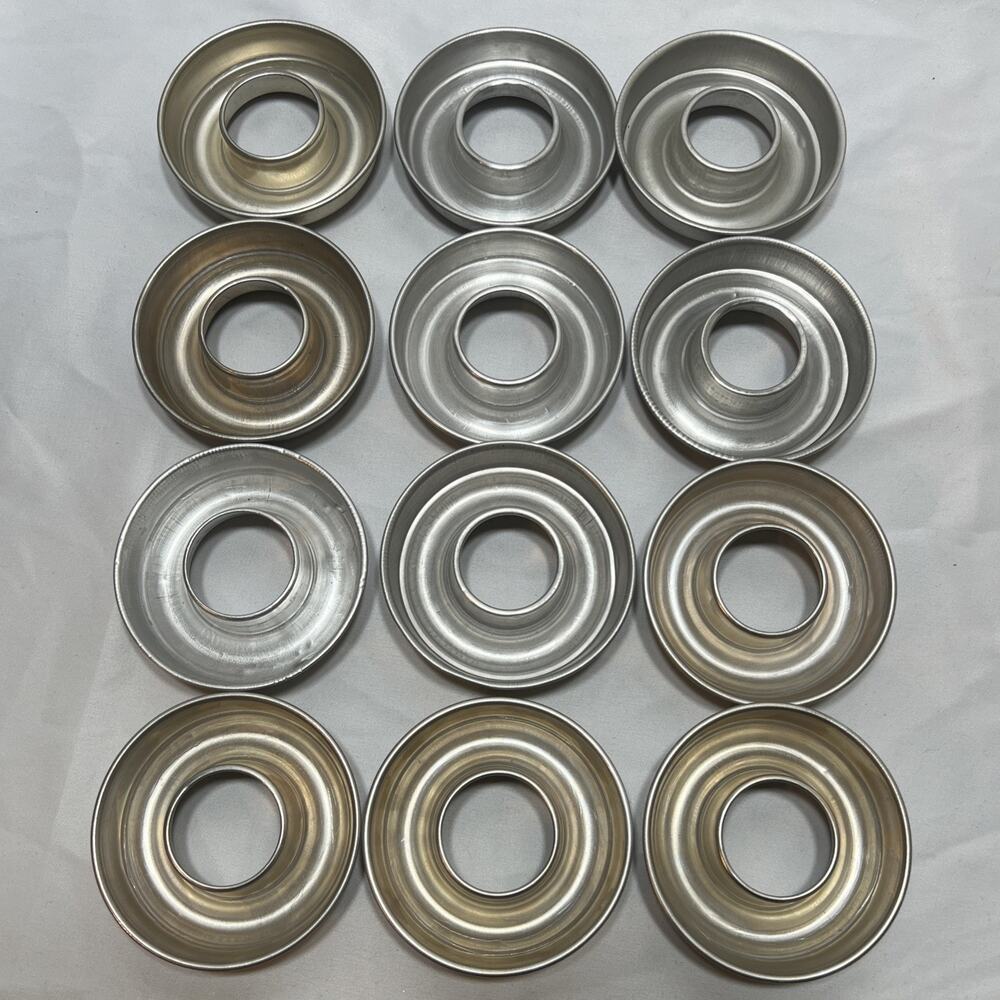 Vintage Aluminum Tin Round Mini Tart Jello Baking Molds 3.5-3.75” - Lot of 12